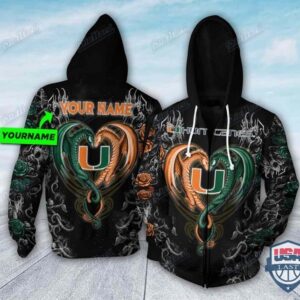 Personalized Miami Hurricanes Dragon Ncaa 3D Hoodie T-Shirt
