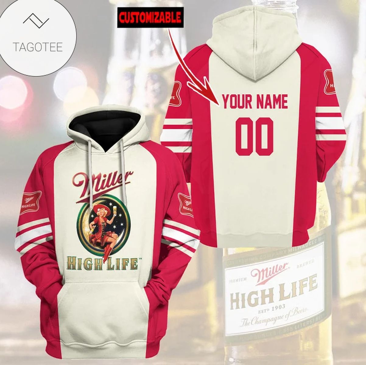 Personalized Miller High Life Logo Hoodie Personalized Miller High Life Logo Hoodie