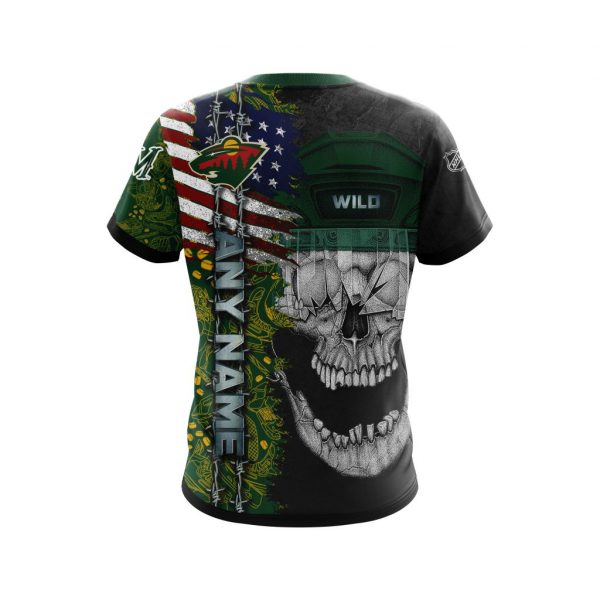 Personalized Minnesota Wild Skull Concept 3D Shirt Personalized Minnesota Wild Skull Concept 3D Shirt