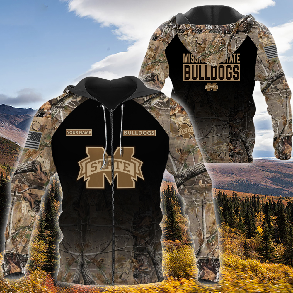 Personalized Mississippi State Bulldogs Hunting Camo Custom 3D Shirt Personalized Mississippi State Bulldogs Hunting Camo Custom 3D Shirt