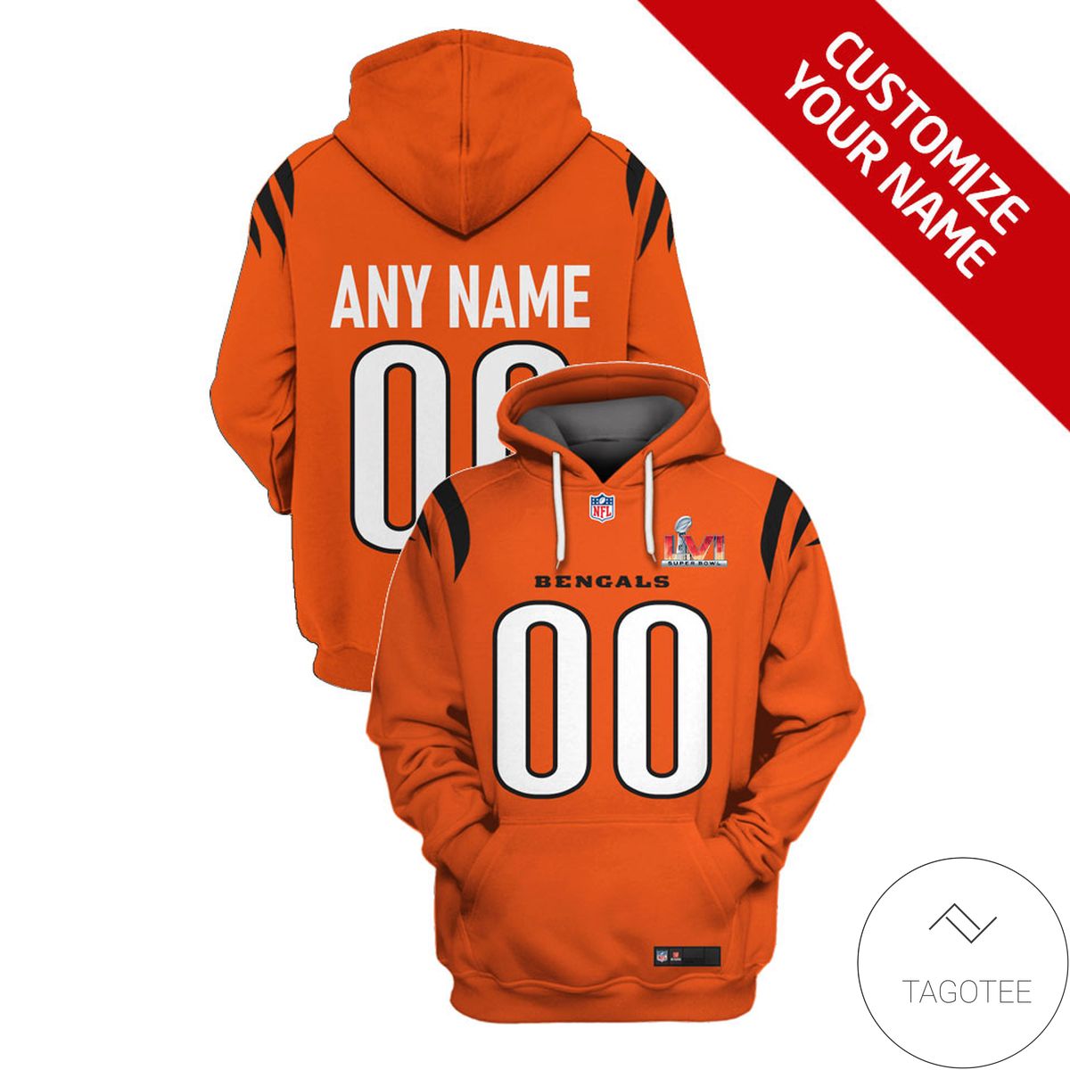 Personalized Name And Number Cincinnati Bengals Orange Hoodie Personalized Name And Number Cincinnati Bengals Orange Hoodie