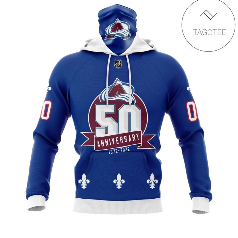 Personalized-Name-And-Number-Colorado-Avalanche-With-50-Years-Anniversary-Mask-Hoodie-1