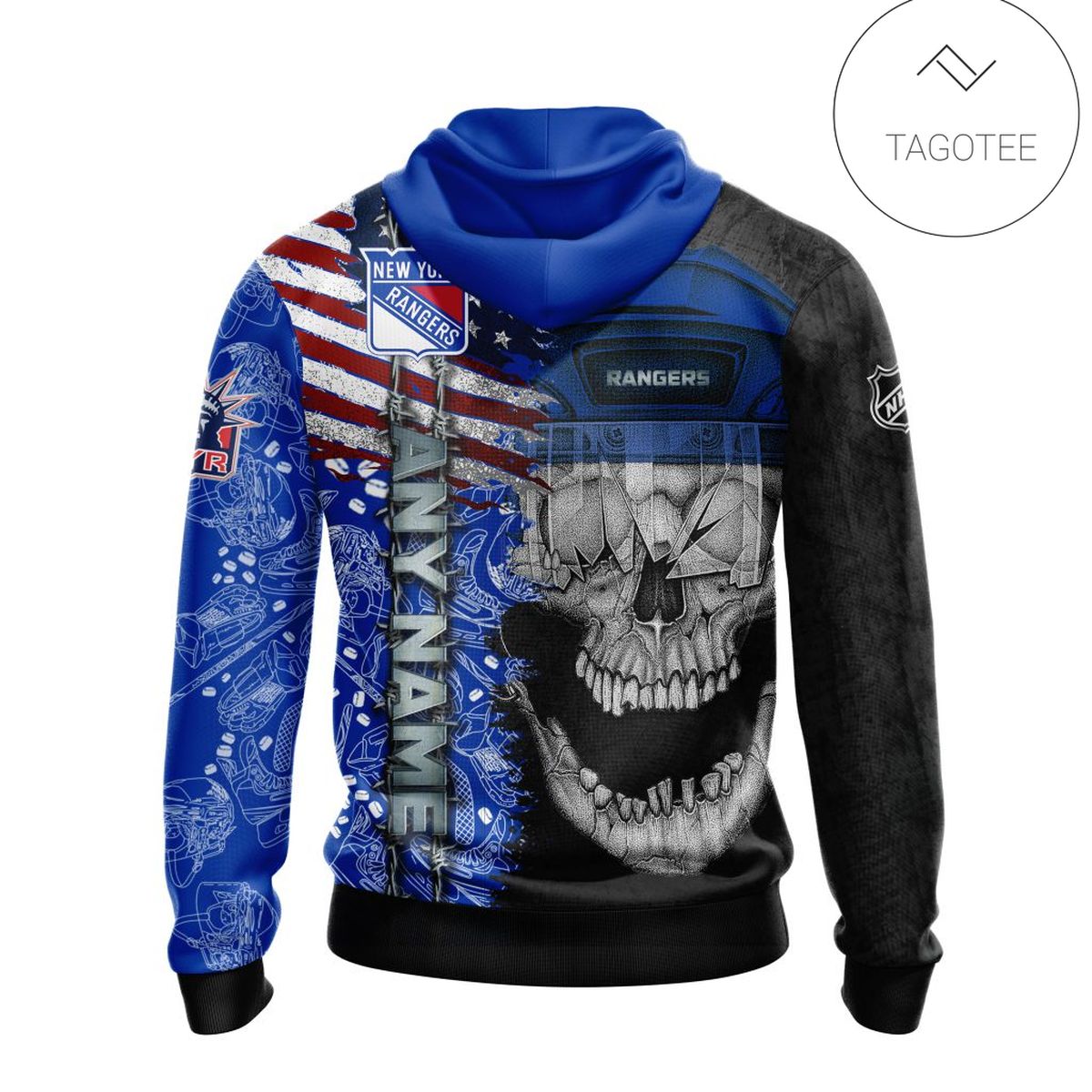 Personalized New York Rangers Skull Hoodie Personalized New York Rangers Skull Hoodie