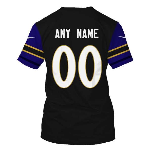 Personalized Nfl Baltimore Ravens Dark Blue 3D Shirt Personalized Nfl Baltimore Ravens Dark Blue 3D Shirt
