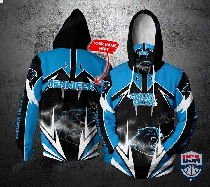Personalized Nfl Carolina Panthers Lightning Gaiter 3D Hoodie Personalized Nfl Carolina Panthers Lightning Gaiter 3D Hoodie
