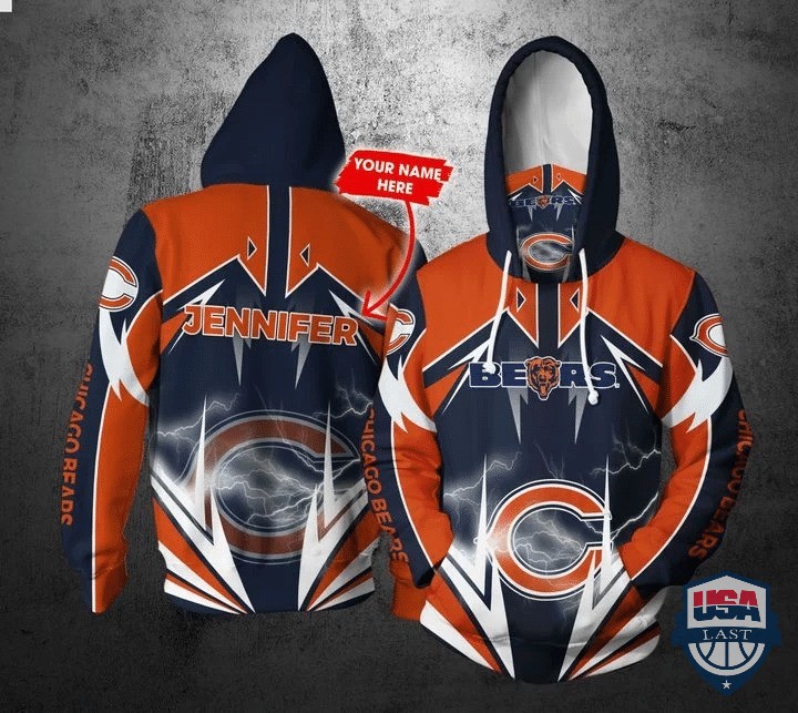Personalized Nfl Chicago Bears Lightning Gaiter 3D Hoodie Personalized Nfl Chicago Bears Lightning Gaiter 3D Hoodie