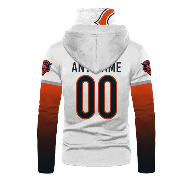 Personalized Nfl Chicago Bears White Orange 3D Hoodie Mask Personalized Nfl Chicago Bears White Orange 3D Hoodie Mask