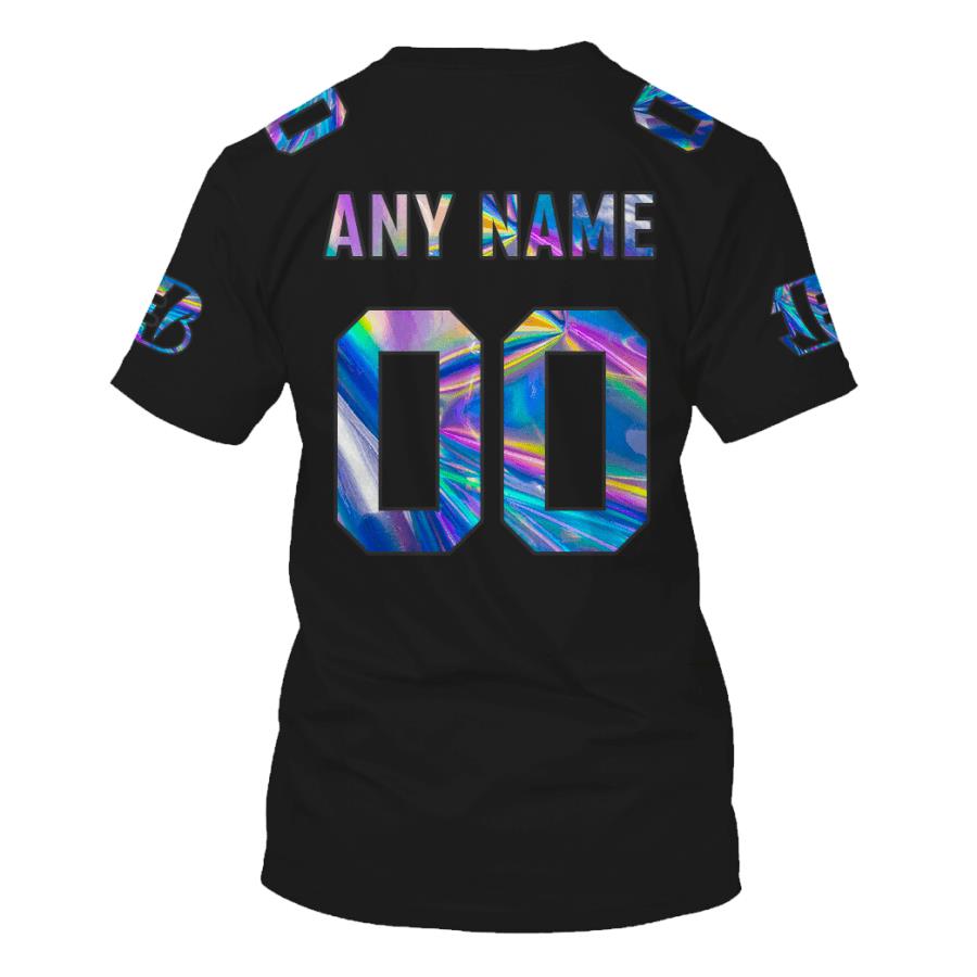Personalized Nfl Cincinnati Bengals Black Hologram Color 3D Shirt Personalized Nfl Cincinnati Bengals Black Hologram Color 3D Shirt