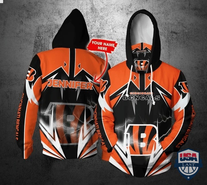 Personalized Nfl Cincinnati Bengals Lightning Gaiter 3D Hoodie Personalized Nfl Cincinnati Bengals Lightning Gaiter 3D Hoodie