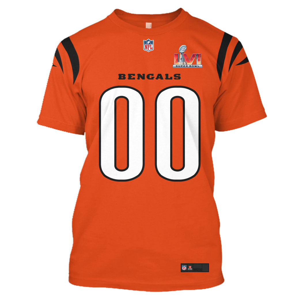 Personalized Nfl Cincinnati Bengals Super Bowl Lvi Orange 3D Shirt Personalized Nfl Cincinnati Bengals Super Bowl Lvi Orange 3D Shirt