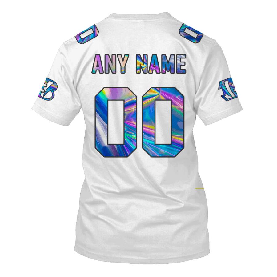 Personalized Nfl Cincinnati Bengals White Hologram Color 3D Shirt Personalized Nfl Cincinnati Bengals White Hologram Color 3D Shirt