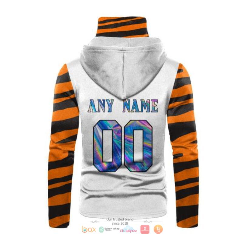Personalized Nfl Cincinnati Bengals White Orange Stripe Hologram Hoodie Mask Personalized Nfl Cincinnati Bengals White Orange Stripe Hologram Hoodie Mask