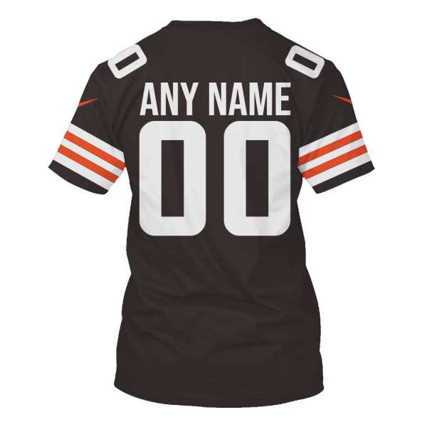 Personalized Nfl Cleveland Browns Dark Brown 3D Shirt Personalized Nfl Cleveland Browns Dark Brown 3D Shirt