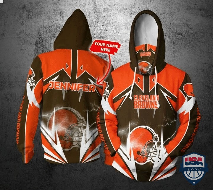 Personalized Nfl Cleveland Browns Lightning Gaiter 3D Hoodie Personalized Nfl Cleveland Browns Lightning Gaiter 3D Hoodie