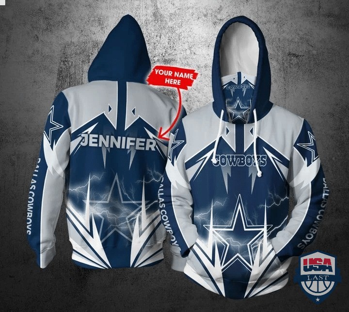 Personalized Nfl Dallas Cowboys Lightning Gaiter 3D Hoodie Personalized Nfl Dallas Cowboys Lightning Gaiter 3D Hoodie