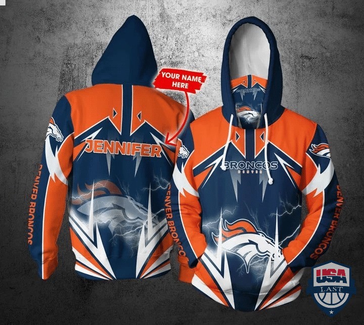 Personalized Nfl Denver Broncos Lightning Gaiter 3D Hoodie Personalized Nfl Denver Broncos Lightning Gaiter 3D Hoodie