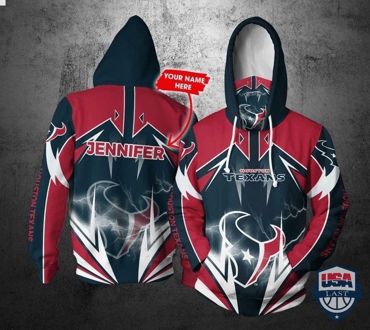 Personalized Nfl Houston Texans Lightning Gaiter 3D Hoodie Personalized Nfl Houston Texans Lightning Gaiter 3D Hoodie