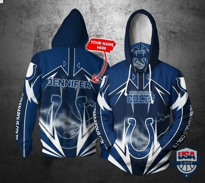 Personalized Nfl Indianapolis Colts Lightning Gaiter 3D Hoodie Personalized Nfl Indianapolis Colts Lightning Gaiter 3D Hoodie