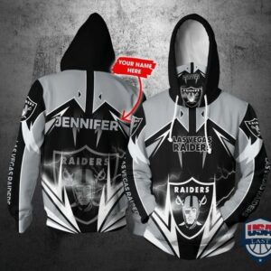Personalized Nfl Las Vegas Raiders Lightning Gaiter 3D Hoodie