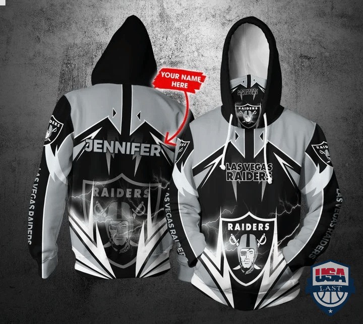 Personalized Nfl Las Vegas Raiders Lightning Gaiter 3D Hoodie Personalized Nfl Las Vegas Raiders Lightning Gaiter 3D Hoodie