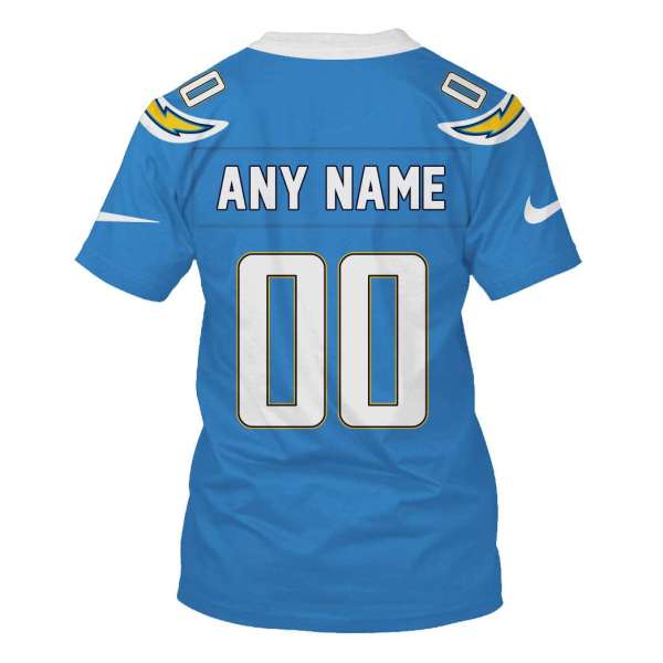 Personalized Nfl Los Angeles Chargers Blue 3D Shirt Personalized Nfl Los Angeles Chargers Blue 3D Shirt
