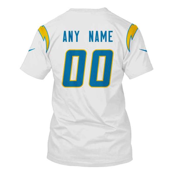 Personalized Nfl Los Angeles Chargers White Blue 3D Shirt Personalized Nfl Los Angeles Chargers White Blue 3D Shirt