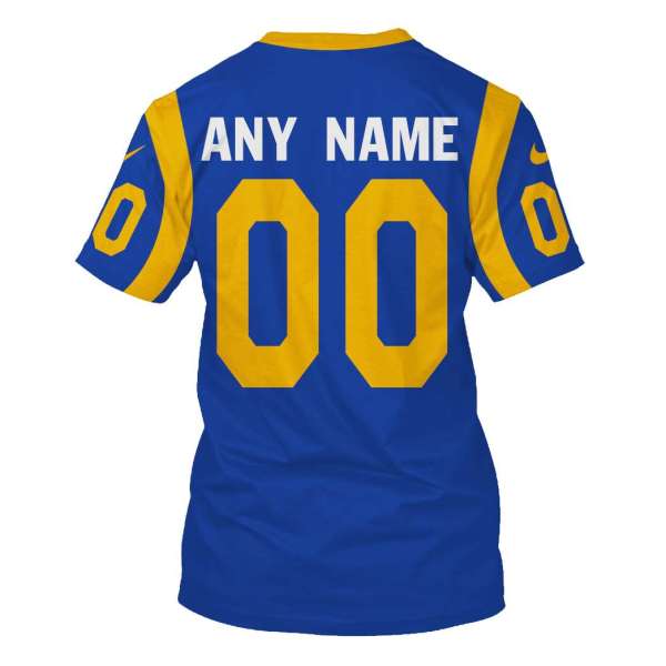 Personalized Nfl Los Angeles Rams Blue 3D Shirt Personalized Nfl Los Angeles Rams Blue 3D Shirt