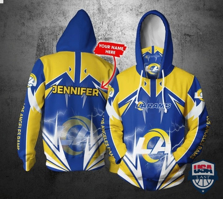 Personalized Nfl Los Angeles Rams Lightning Gaiter 3D Hoodie Personalized Nfl Los Angeles Rams Lightning Gaiter 3D Hoodie