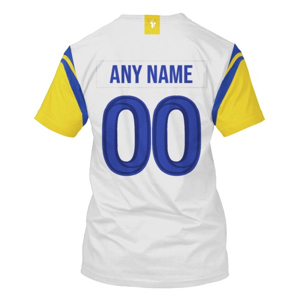 Personalized Nfl Los Angeles Rams White Yellow 3D Shirt Personalized Nfl Los Angeles Rams White Yellow 3D Shirt