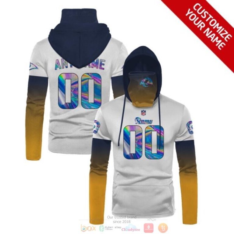 Personalized-Nfl-Los-Angeles-Rams-White-Yellow-Custom-3D-Hoodie-Mask-1