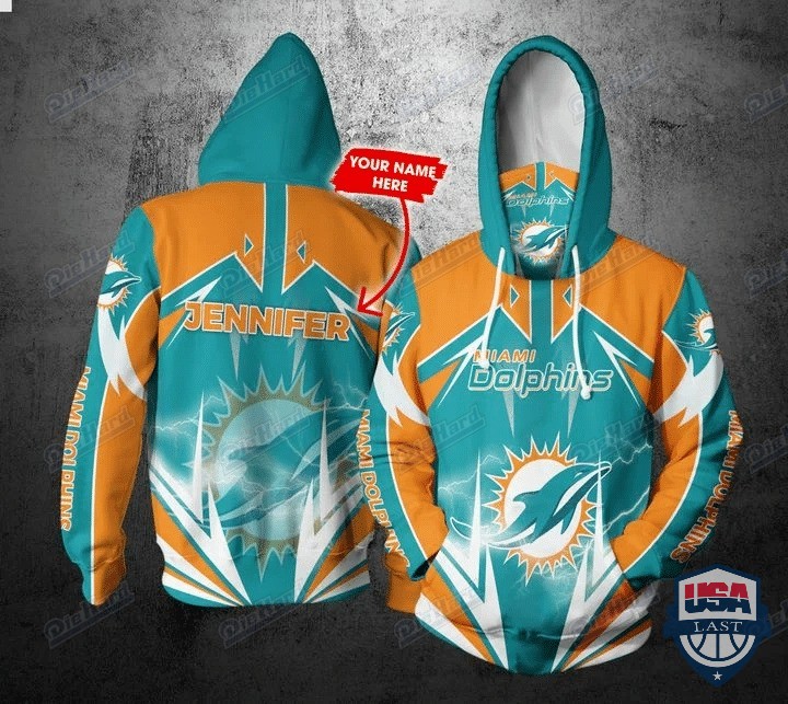 Personalized Nfl Miami Dolphins Lightning Gaiter 3D Hoodie Personalized Nfl Miami Dolphins Lightning Gaiter 3D Hoodie