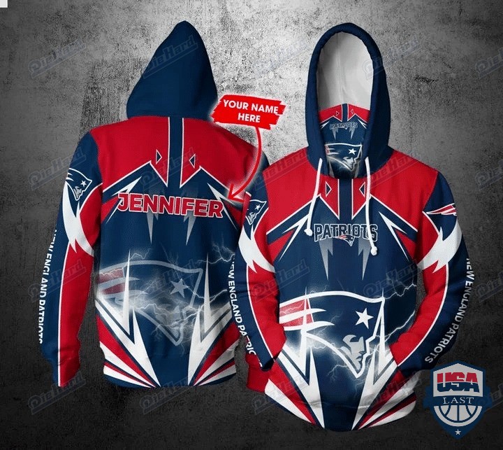 Personalized Nfl New England Patriots Lightning Gaiter 3D Hoodie Personalized Nfl New England Patriots Lightning Gaiter 3D Hoodie