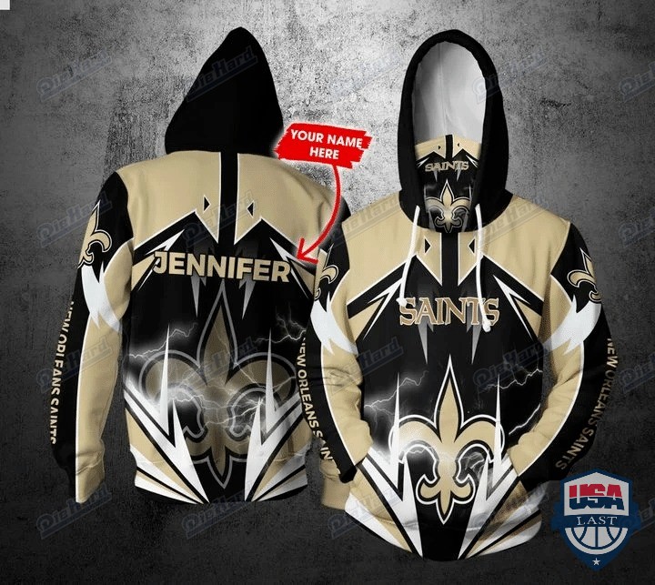 Personalized Nfl New Orleans Saints Lightning Gaiter 3D Hoodie Personalized Nfl New Orleans Saints Lightning Gaiter 3D Hoodie