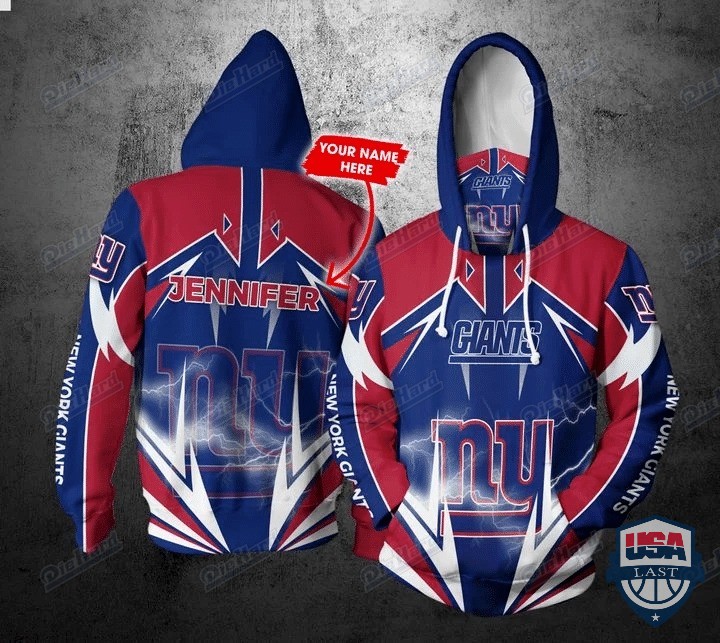 Personalized Nfl New York Giants Lightning Gaiter 3D Hoodie Personalized Nfl New York Giants Lightning Gaiter 3D Hoodie