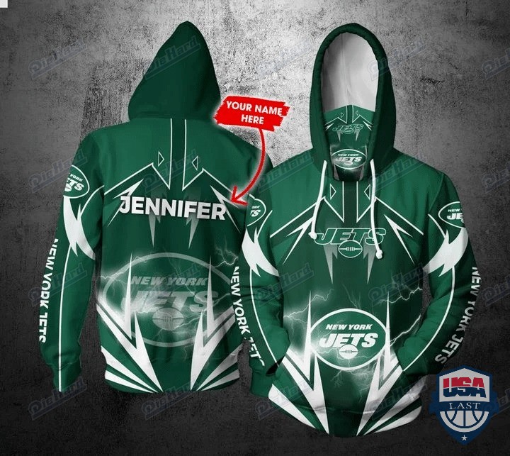 Personalized Nfl New York Jets Lightning Gaiter 3D Hoodie Personalized Nfl New York Jets Lightning Gaiter 3D Hoodie