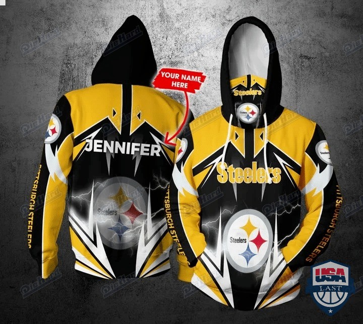 Personalized Nfl Pittsburgh Steelers Lightning Gaiter 3D Hoodie Personalized Nfl Pittsburgh Steelers Lightning Gaiter 3D Hoodie