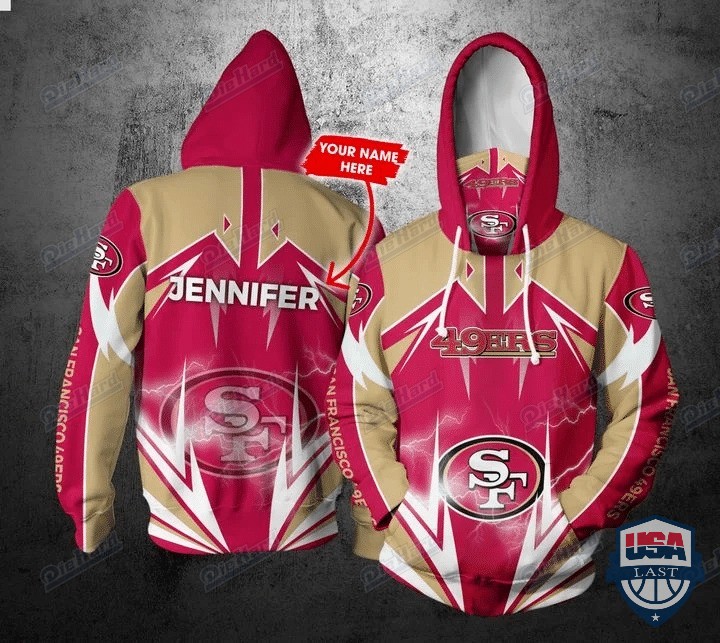 Personalized Nfl San Francisco 49Ers Lightning Gaiter 3D Hoodie Personalized Nfl San Francisco 49Ers Lightning Gaiter 3D Hoodie