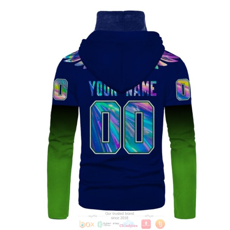 Personalized Nfl Seattle Seahawks Blue Green Custom 3D Hoodie Mask Personalized Nfl Seattle Seahawks Blue Green Custom 3D Hoodie Mask