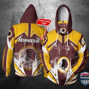 Personalized Nfl Washington Football Team Lightning Gaiter 3D Hoodie