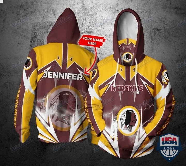 Personalized Nfl Washington Football Team Lightning Gaiter 3D Hoodie Personalized Nfl Washington Football Team Lightning Gaiter 3D Hoodie