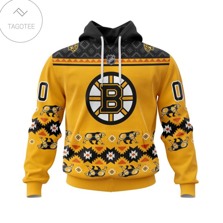 Personalized-Nhl-Boston-Bruins-Native-American-Pattern-Hoodie-1