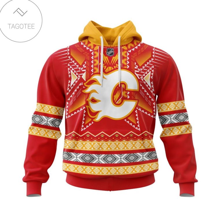 Personalized-Nhl-Calgary-Flames-Native-American-Pattern-Hoodie-1