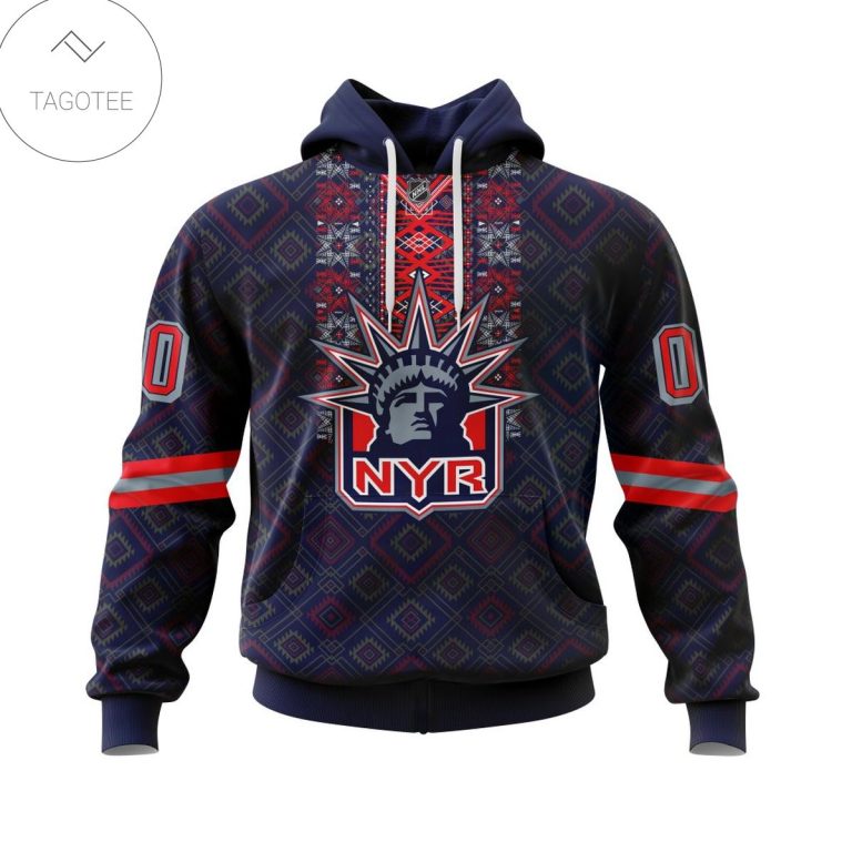 Personalized-Nhl-New-York-Rangers-Native-American-Pattern-Hoodie-1