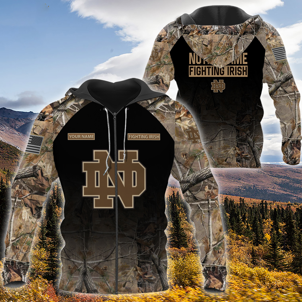 Personalized Notre Dame Fighting Irish Hunting Camo Custom 3D Shirt Personalized Notre Dame Fighting Irish Hunting Camo Custom 3D Shirt