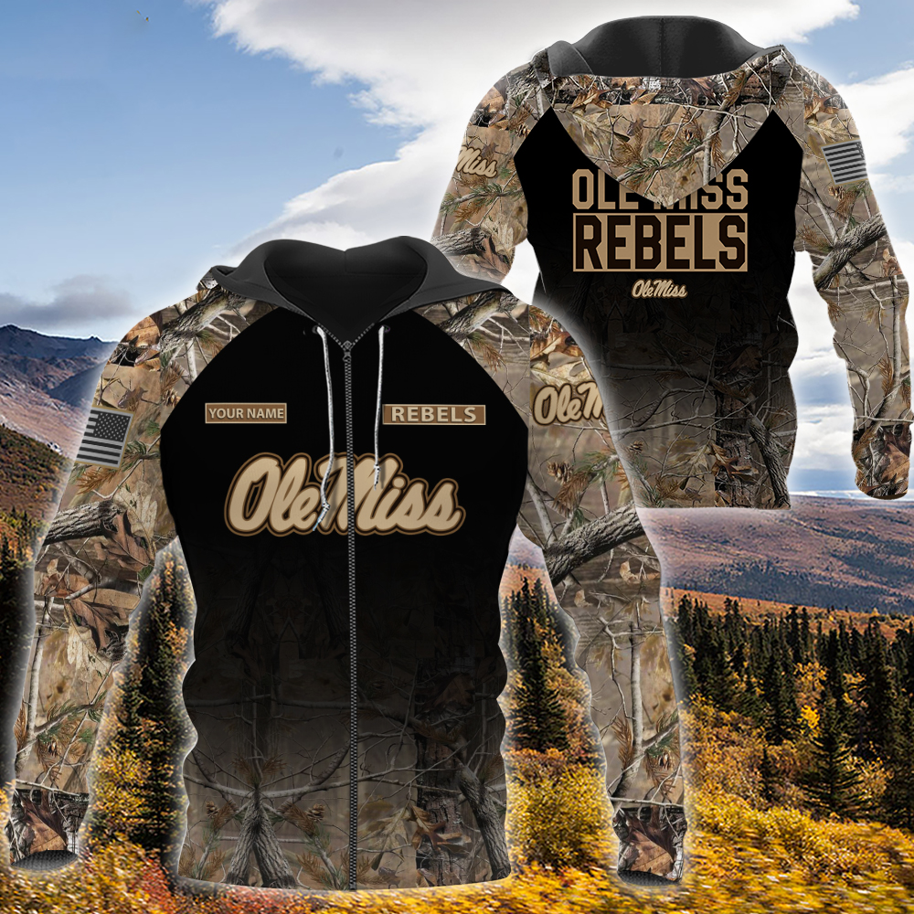 Personalized Ole Miss Rebels Hunting Camo Custom 3D Shirt Personalized Ole Miss Rebels Hunting Camo Custom 3D Shirt