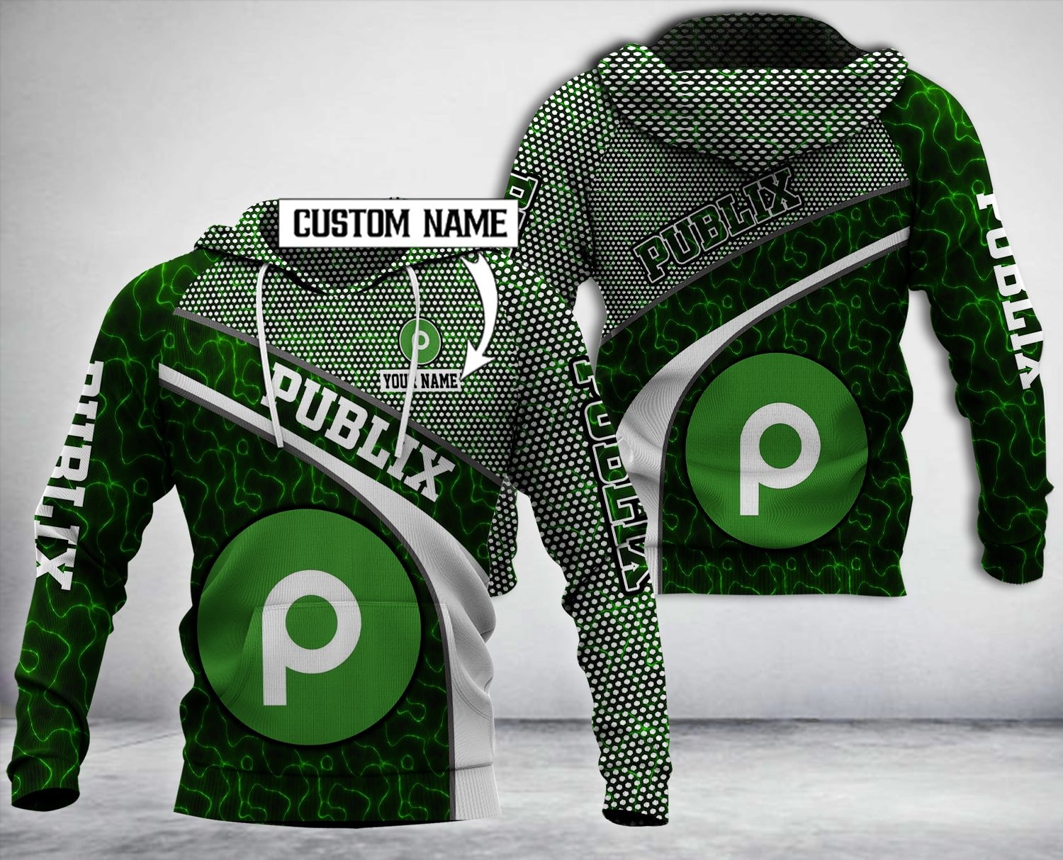 Personalized Publix Green White Custom All Over Print 3D Hoodie Personalized Publix Green White Custom All Over Print 3D Hoodie