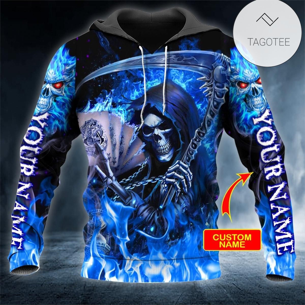 Personalized Skull Blue Hoodie Personalized Skull Blue Hoodie