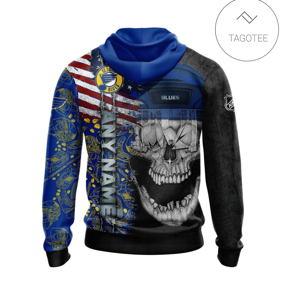 Personalized St. Louis Blues Skull Hoodie Personalized St. Louis Blues Skull Hoodie