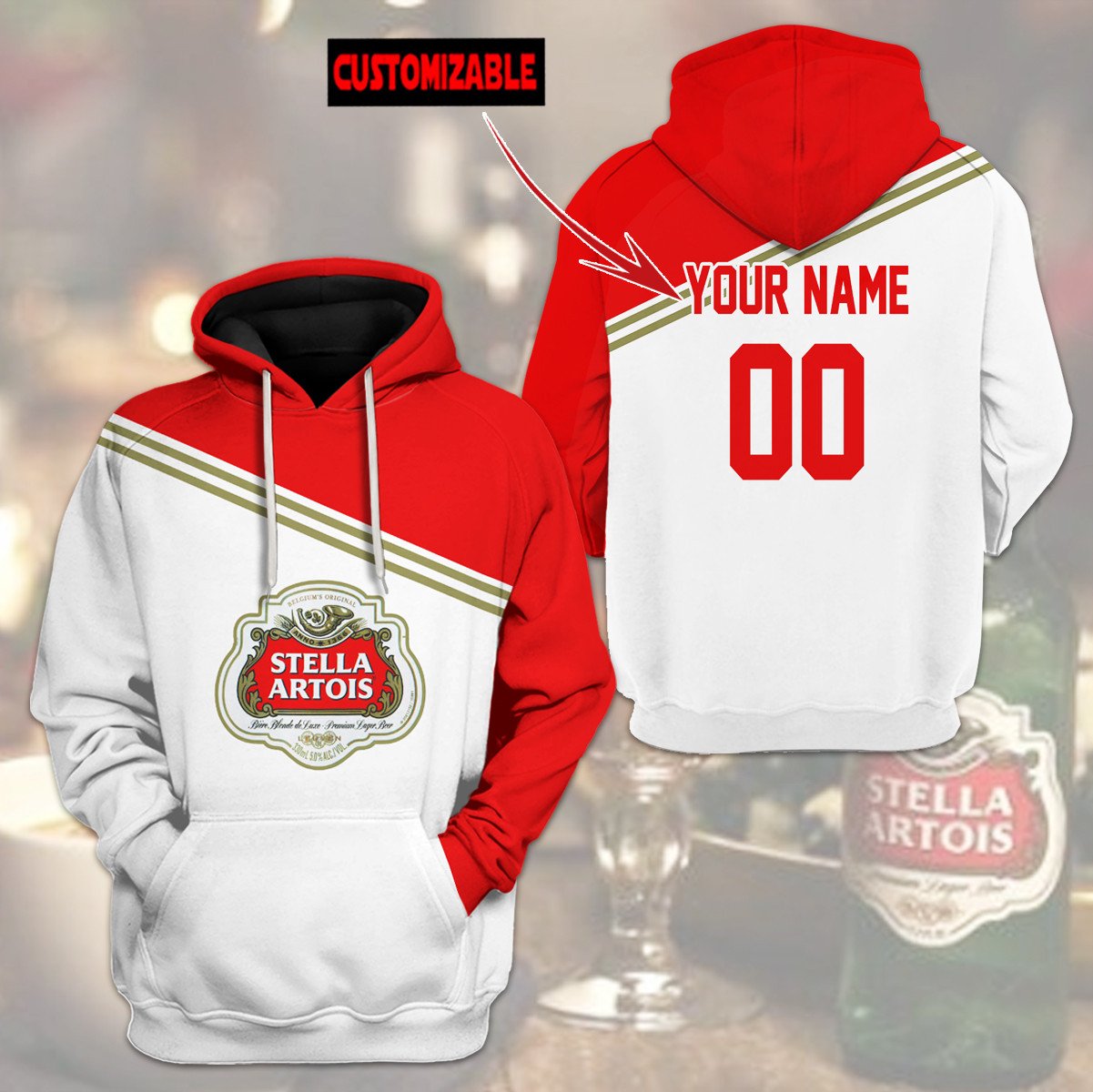 Personalized Stella Artois Custom 3D Hoodie Personalized Stella Artois Custom 3D Hoodie