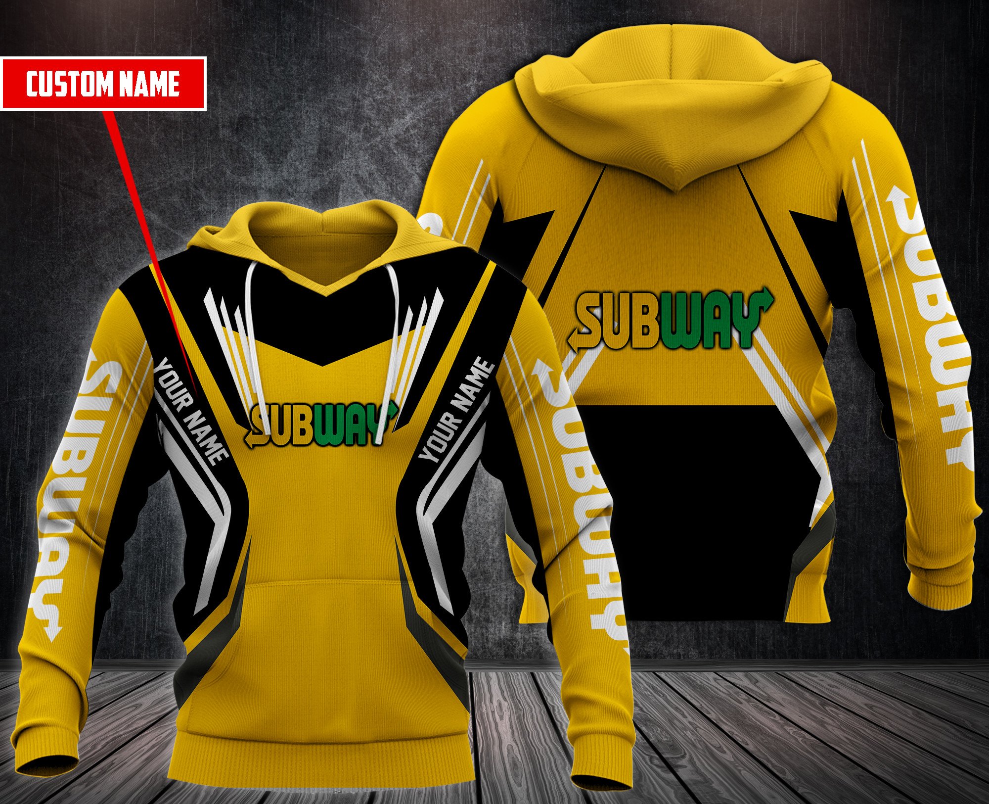 Personalized Subway Yellow Black Custom All Over Print 3D Hoodie Personalized Subway Yellow Black Custom All Over Print 3D Hoodie